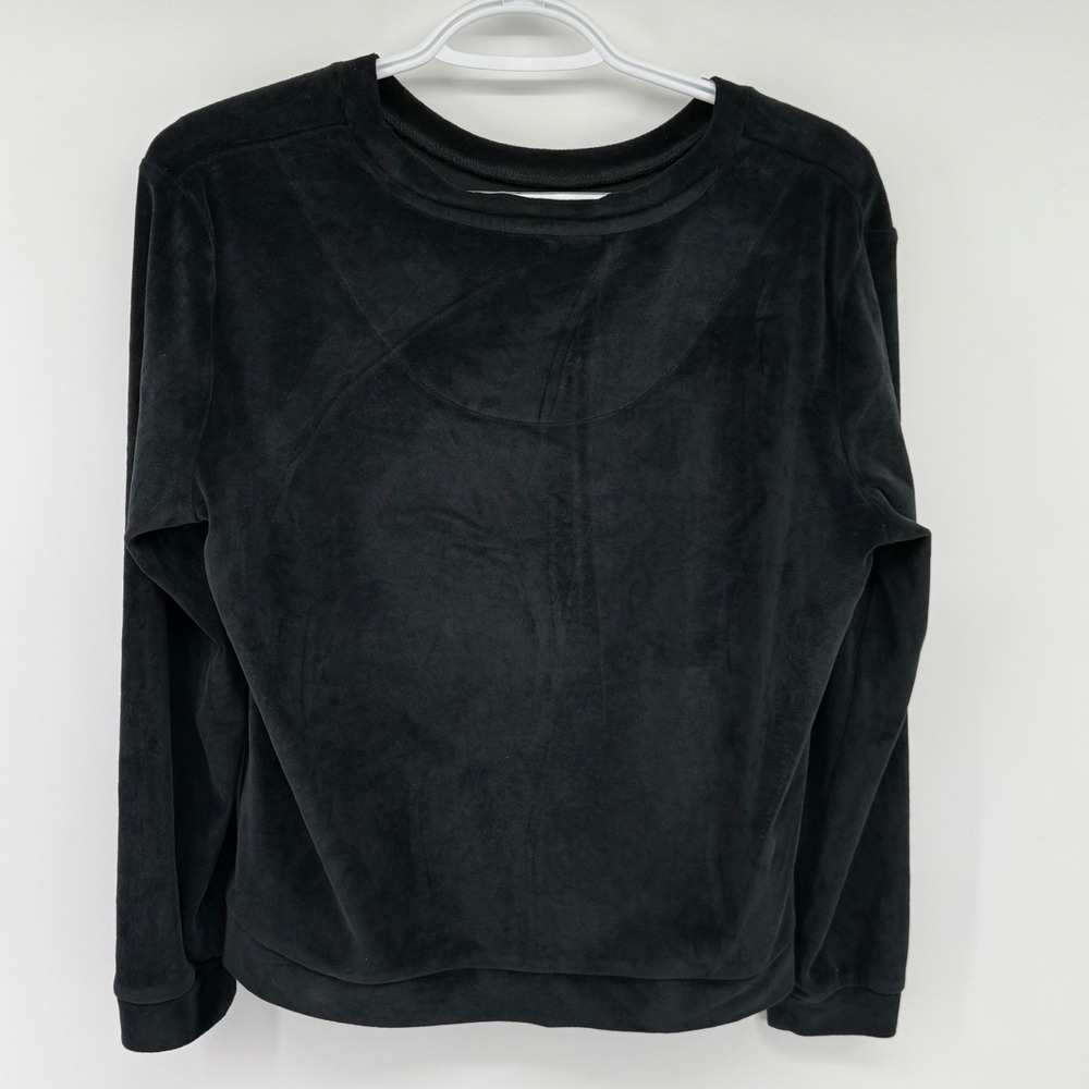 Y2K Juicy Couture Black Velour Rhinestone Long Sleeve Sleepwear Top Womens M - Picture 2 of 5